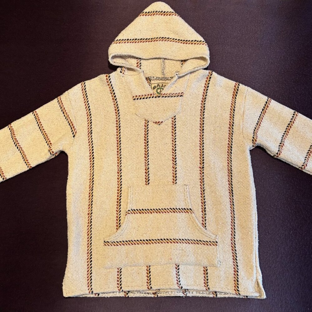 Baja Joe Woven Pullover Hoodie | Cream Striped | Unisex